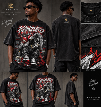 KANZURO Stay Focused™ Oversized Washed Graphic Tee