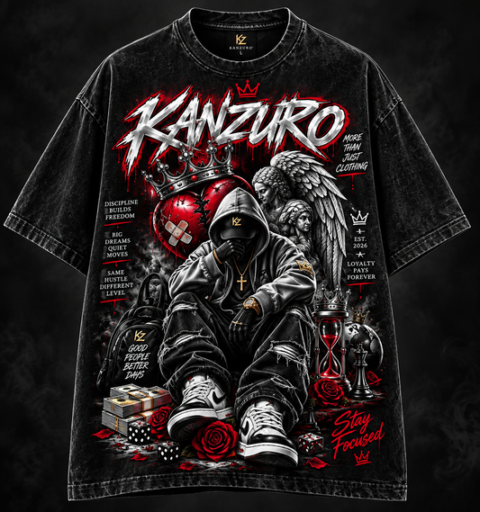 KANZURO Stay Focused™ Oversized Washed Graphic Tee