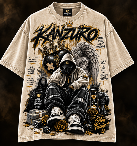 KANZURO Stay Focused™ Oversized Washed Graphic Tee