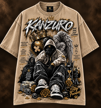 KANZURO Stay Focused™ Oversized Washed Graphic Tee